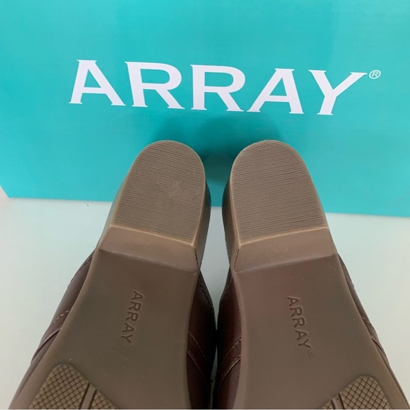 Array Womens Laurel Brown Leather slide block heel Mules Shoes US 8.5 N narrow - Picture 9 of 10